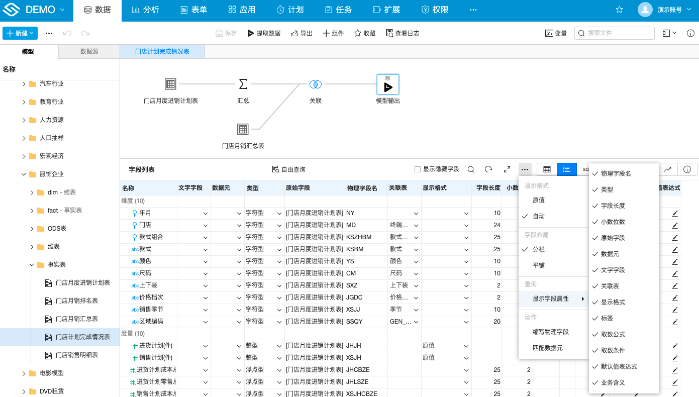 字段列表