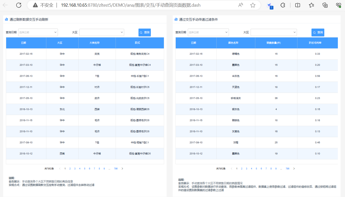 仪表板手动查询